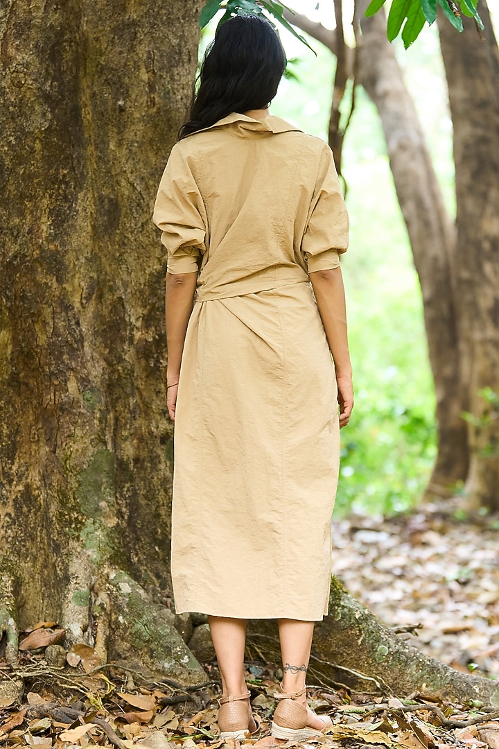 Beige Nylon Midi Summer Dress by Dash and Dot at Pernia's Pop Up Shop