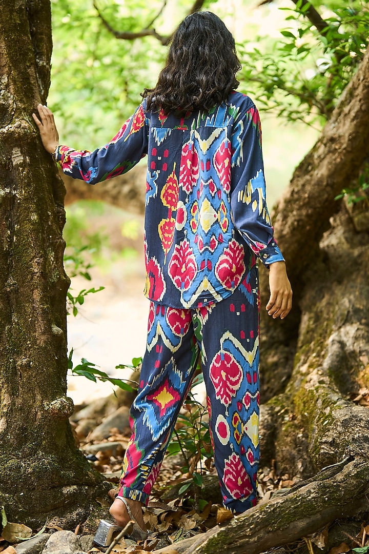 Multi-Colored Organic Viscose Ikat Printed Shirt by Dash and Dot at Pernia's Pop Up Shop
