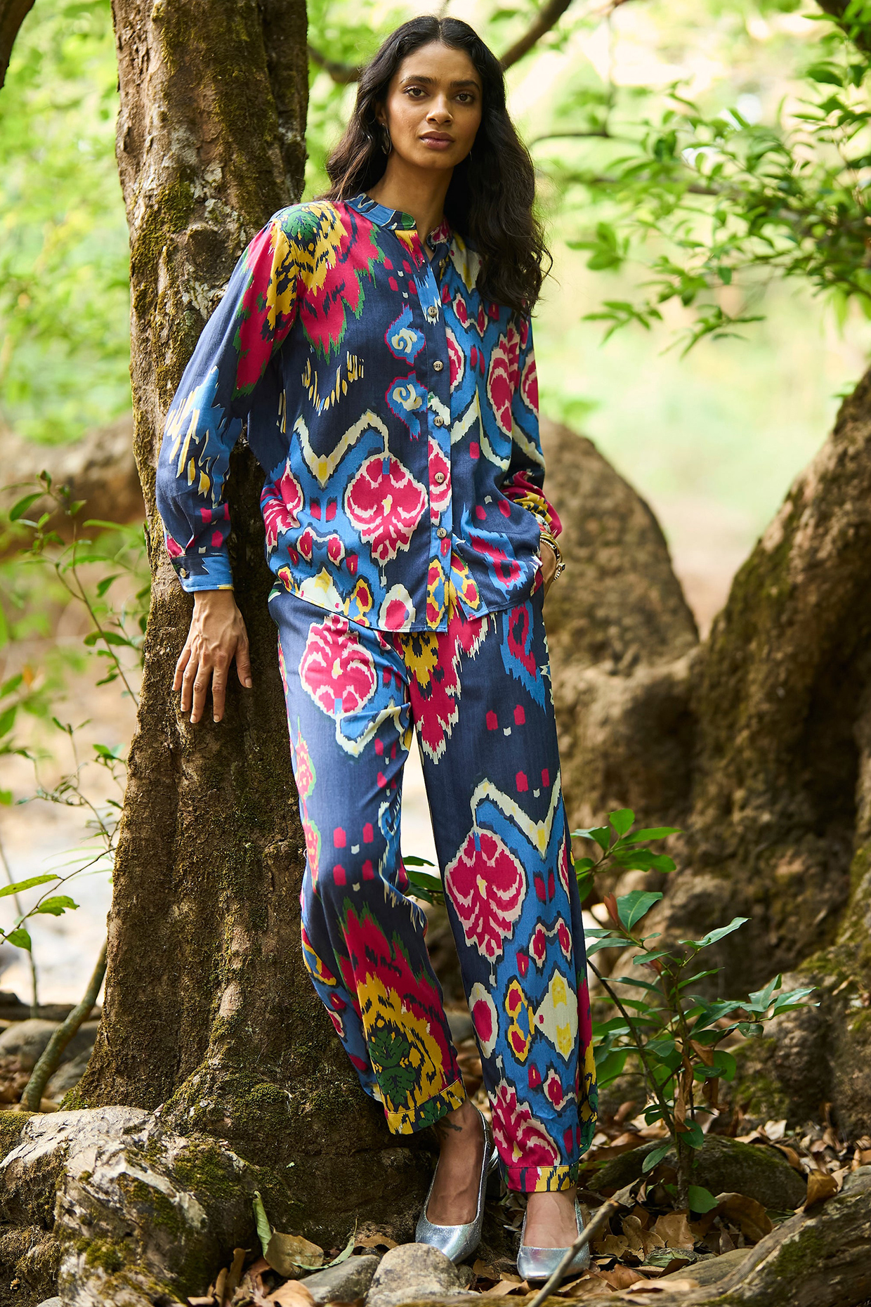Multi-Colored Organic Viscose Ikat Printed Pant by Dash and Dot at Pernia's Pop Up Shop