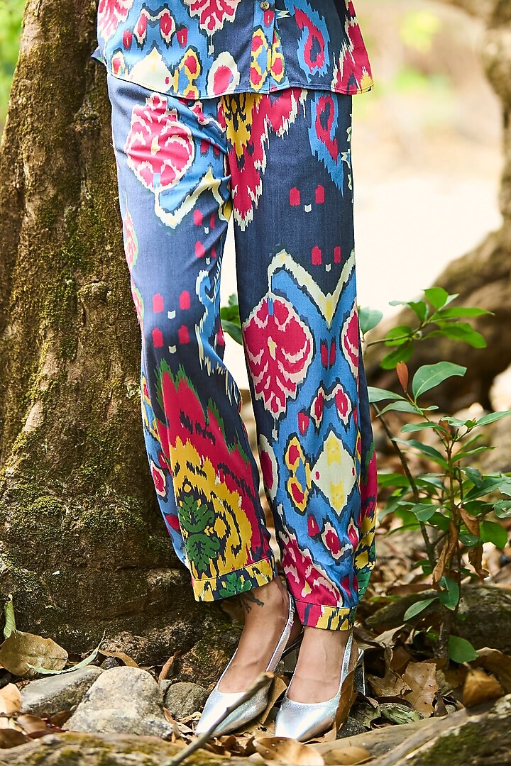 Multi-Colored Organic Viscose Ikat Printed Pant by Dash and Dot at Pernia's Pop Up Shop