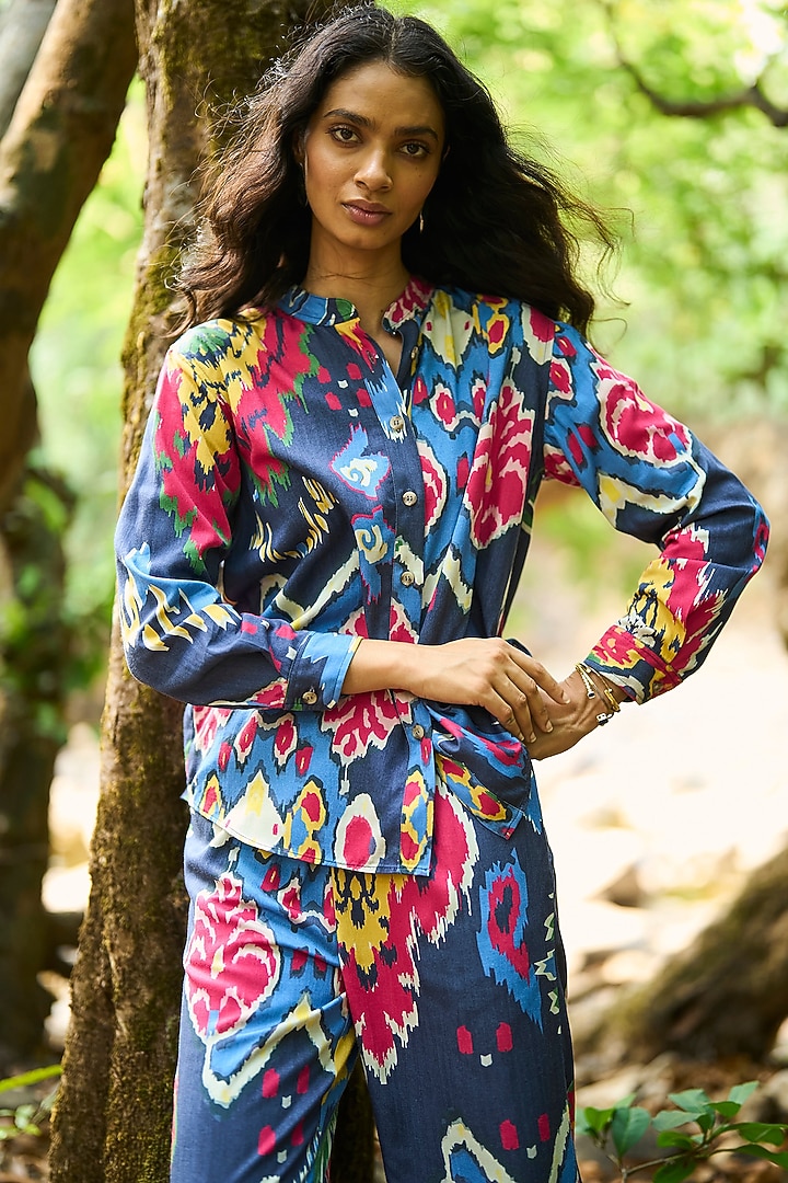 Multi-Colored Viscose Ikat Printed Co-Ord Set by Dash and Dot at Pernia's Pop Up Shop