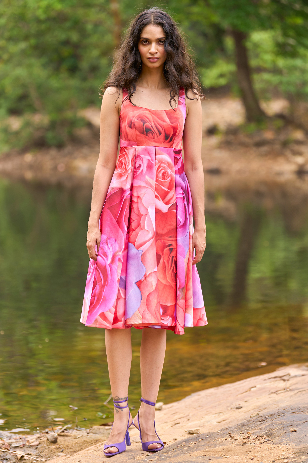 Multi-Colored Recycled Polyester Floral Printed Summer Dress by Dash and Dot at Pernia's Pop Up Shop