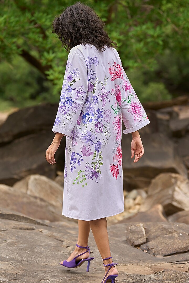 Multi-Colored Organic Cotton Floral Printed Summer Shirt Dress by Dash and Dot at Pernia's Pop Up Shop