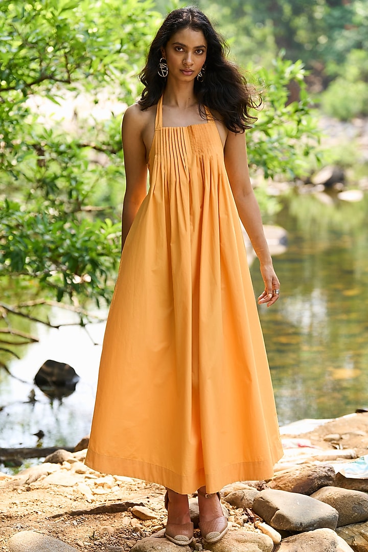 Orange Organic Cotton Midi Summer Dress by Dash and Dot at Pernia's Pop Up Shop