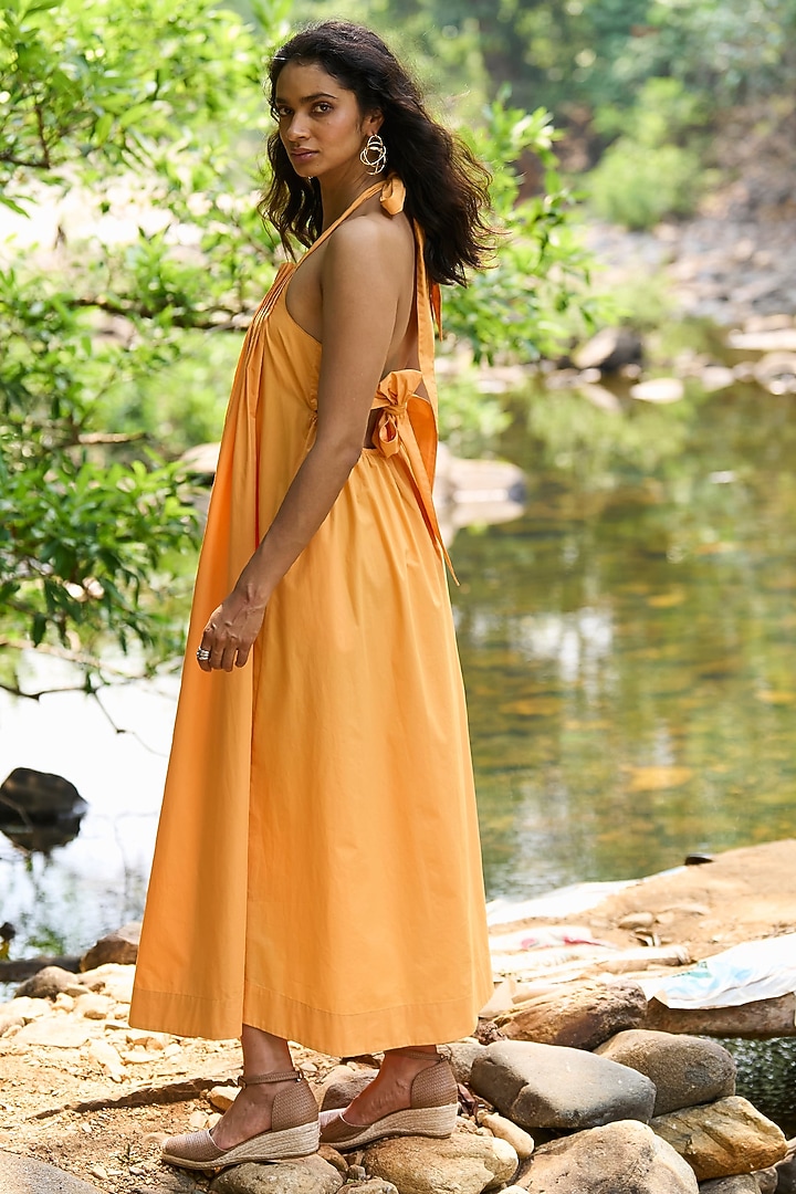 Orange Organic Cotton Midi Summer Dress by Dash and Dot at Pernia's Pop Up Shop