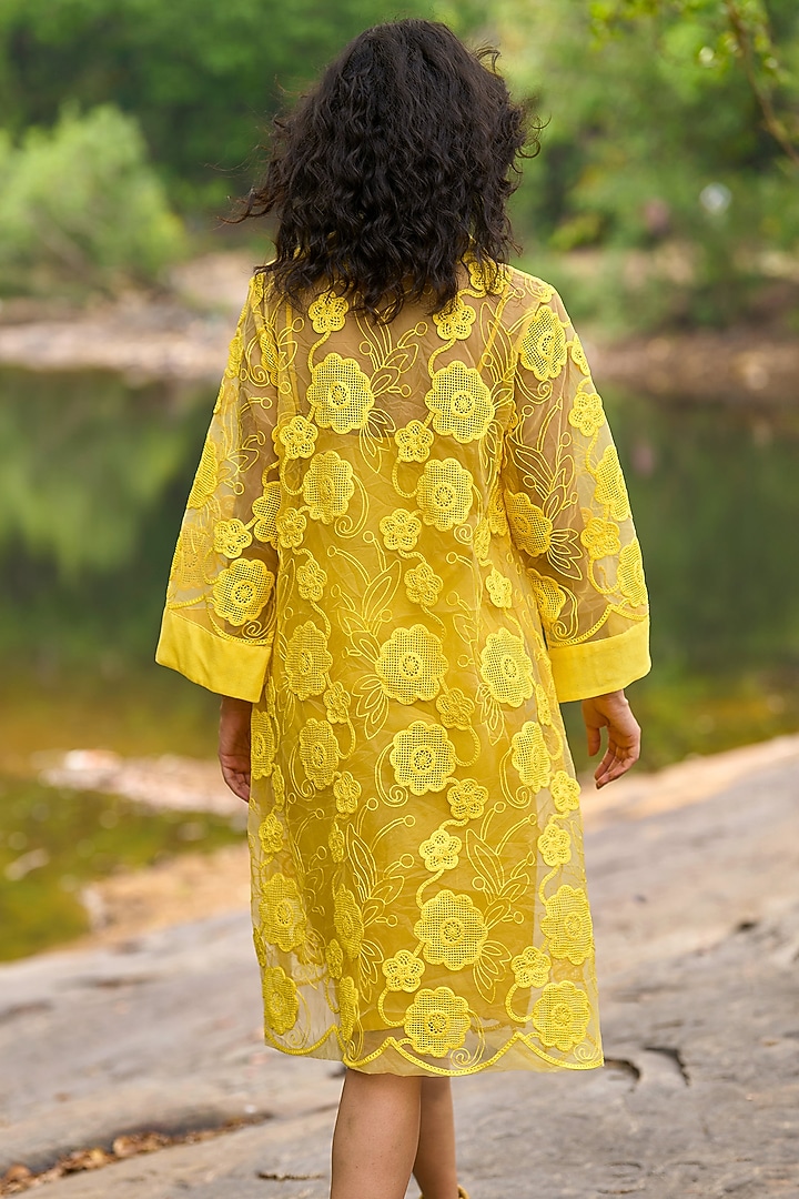lemon embroidered dress Lemon Embroidered Pointelle Knit Tutu Baby Dress (Organic Cotton), Sweet Cream / 3-6M main image 1