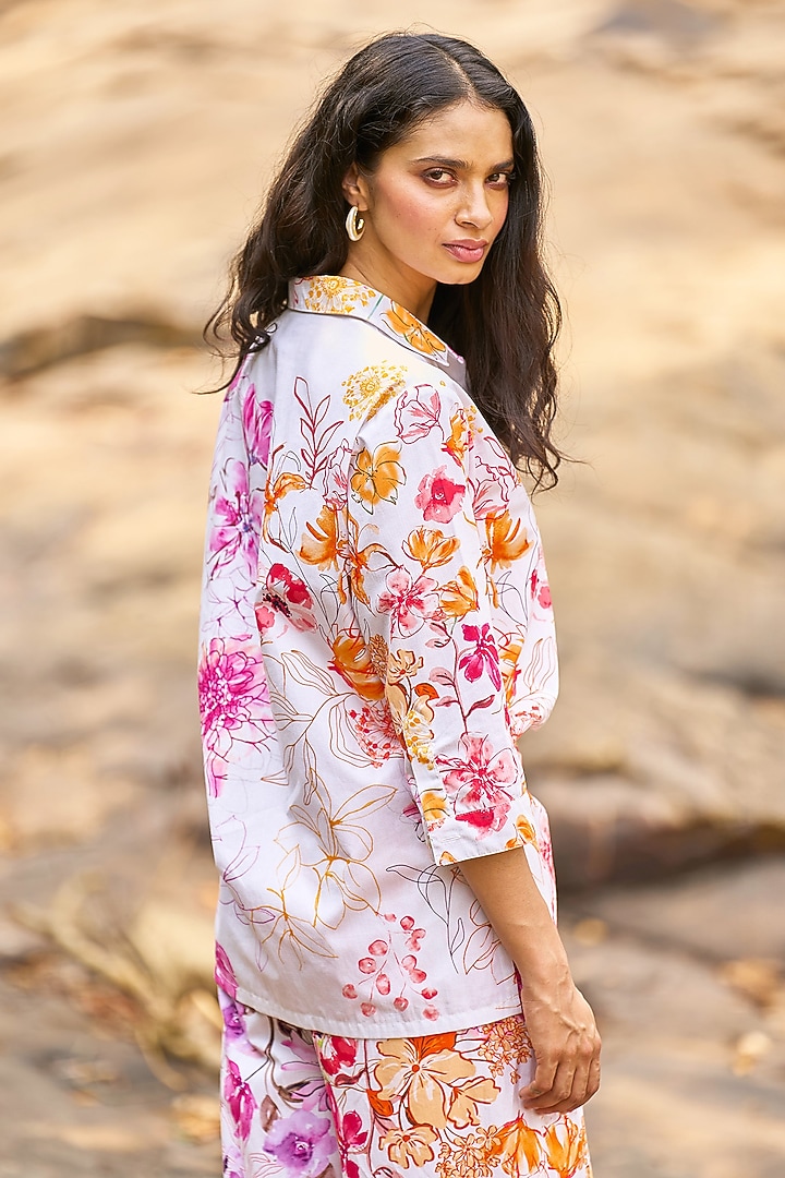 Multi-Colored Organic Cotton Floral Printed Shirt by Dash and Dot at Pernia's Pop Up Shop
