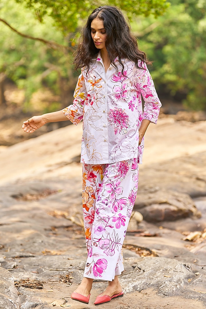 Multi-Colored Organic Cotton Floral Printed Shirt by Dash and Dot at Pernia's Pop Up Shop