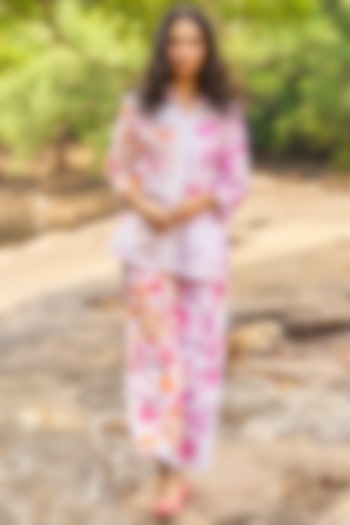 Multi-Colored Organic Cotton Floral Printed Wide-Legged Pants by Dash and Dot at Pernia's Pop Up Shop