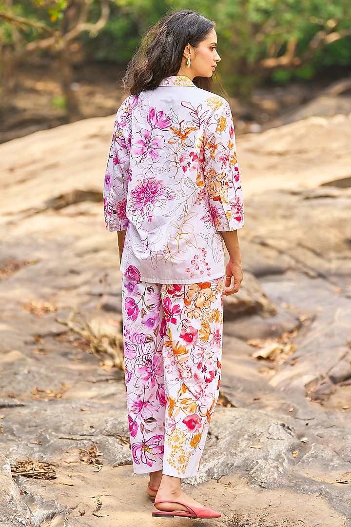 Multi-Colored Organic Cotton Floral Printed Wide-Legged Pants by Dash and Dot at Pernia's Pop Up Shop