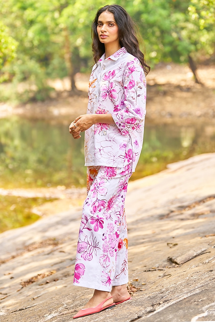 Multi-Colored Organic Cotton Floral Printed Co-Ord Set by Dash and Dot at Pernia's Pop Up Shop