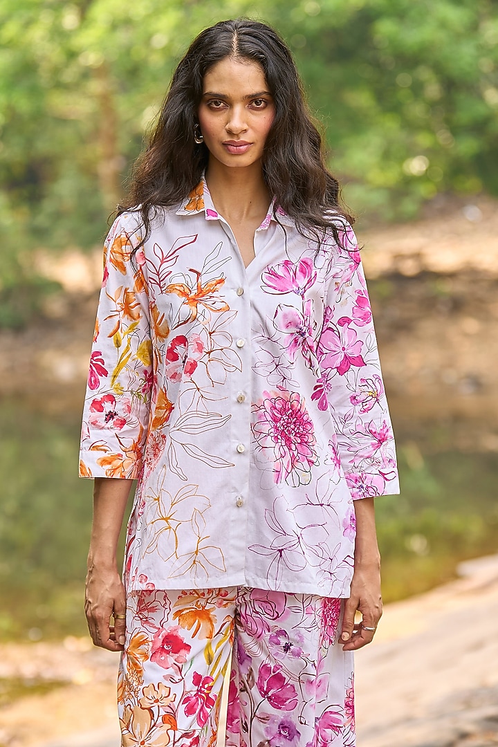 Multi-Colored Organic Cotton Floral Printed Co-Ord Set by Dash and Dot at Pernia's Pop Up Shop
