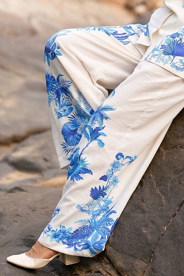 Multi-Colored Viscose & Linen Printed Wide-Legged Pant by Dash and Dot at Pernia's Pop Up Shop