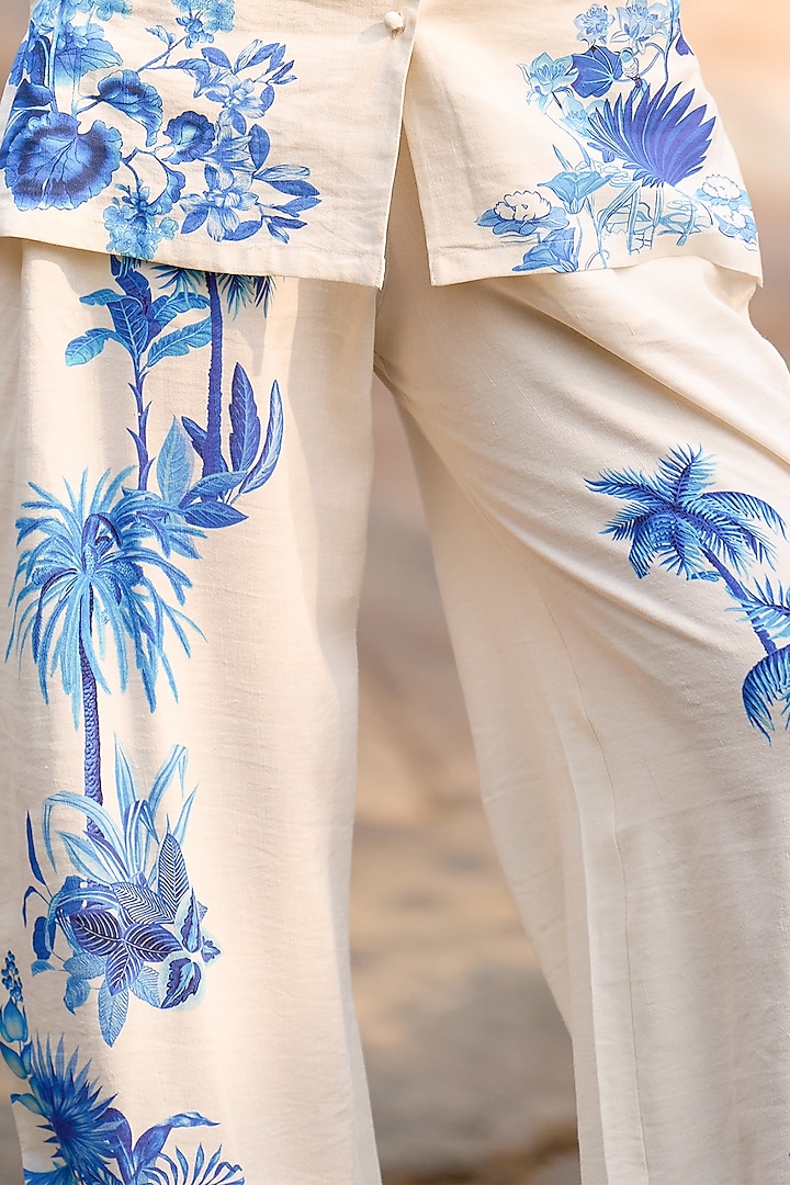Multi-Colored Viscose & Linen Printed Wide-Legged Pant by Dash and Dot at Pernia's Pop Up Shop