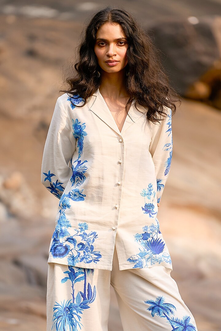 Multi-Colored Viscose & Linen Printed Boxy Shirt by Dash and Dot at Pernia's Pop Up Shop