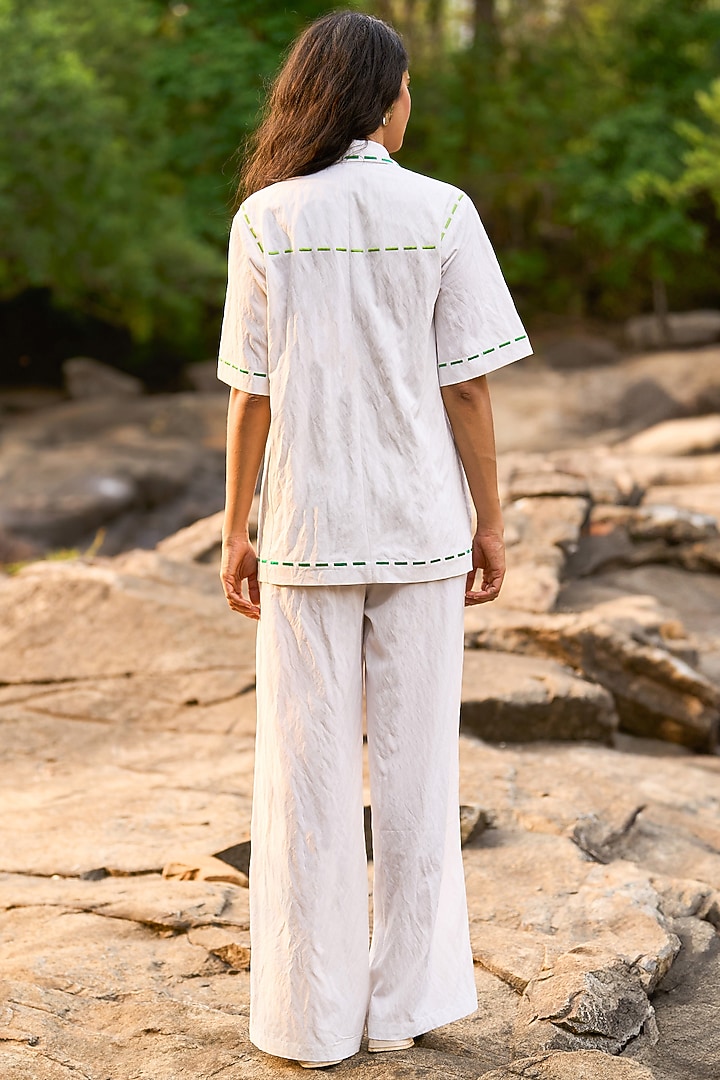 White Viscose & Nylon Embroidered Top by Dash and Dot at Pernia's Pop Up Shop