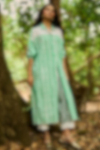 Multi-Colored Organic Cotton & Linen Hand Painted Shirt by Dash and Dot at Pernia's Pop Up Shop