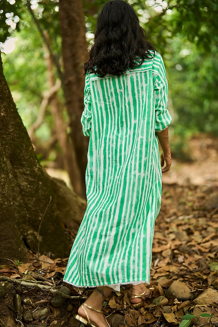 Multi-Colored Organic Cotton & Linen Hand Painted Shirt by Dash and Dot at Pernia's Pop Up Shop