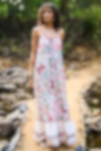Multi-Colored Organic Cotton Poplin Floral Printed Maxi Summer Dress by Dash and Dot at Pernia's Pop Up Shop