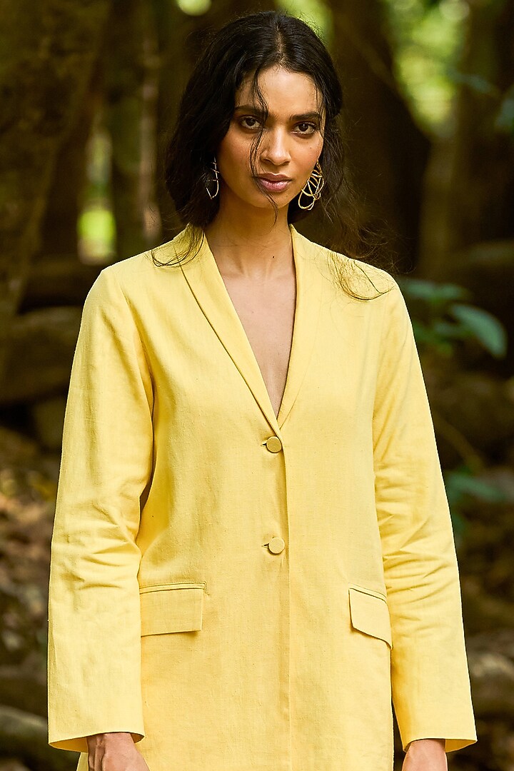 Butter Yellow Organic Cotton Blazer by Dash and Dot at Pernia's Pop Up Shop