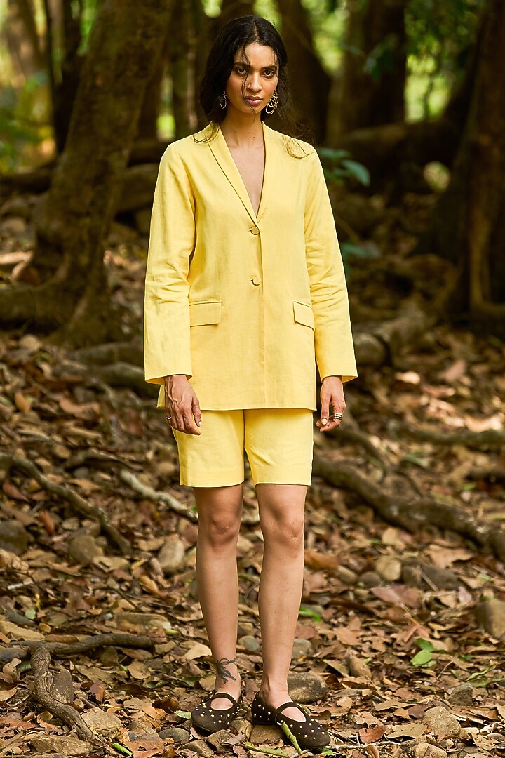 Butter Yellow Organic Cotton Blazer by Dash and Dot at Pernia's Pop Up Shop