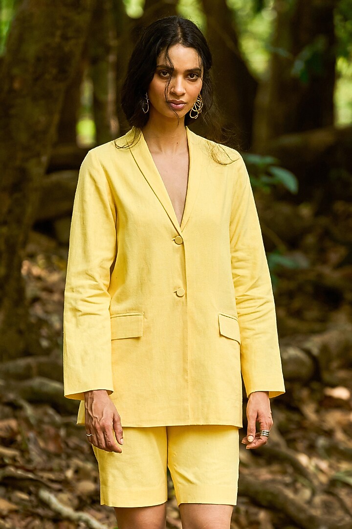 Butter Yellow Organic Cotton Shorts by Dash and Dot at Pernia's Pop Up Shop