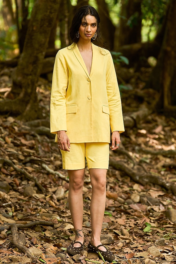 Butter Yellow Organic Cotton Shorts by Dash and Dot at Pernia's Pop Up Shop