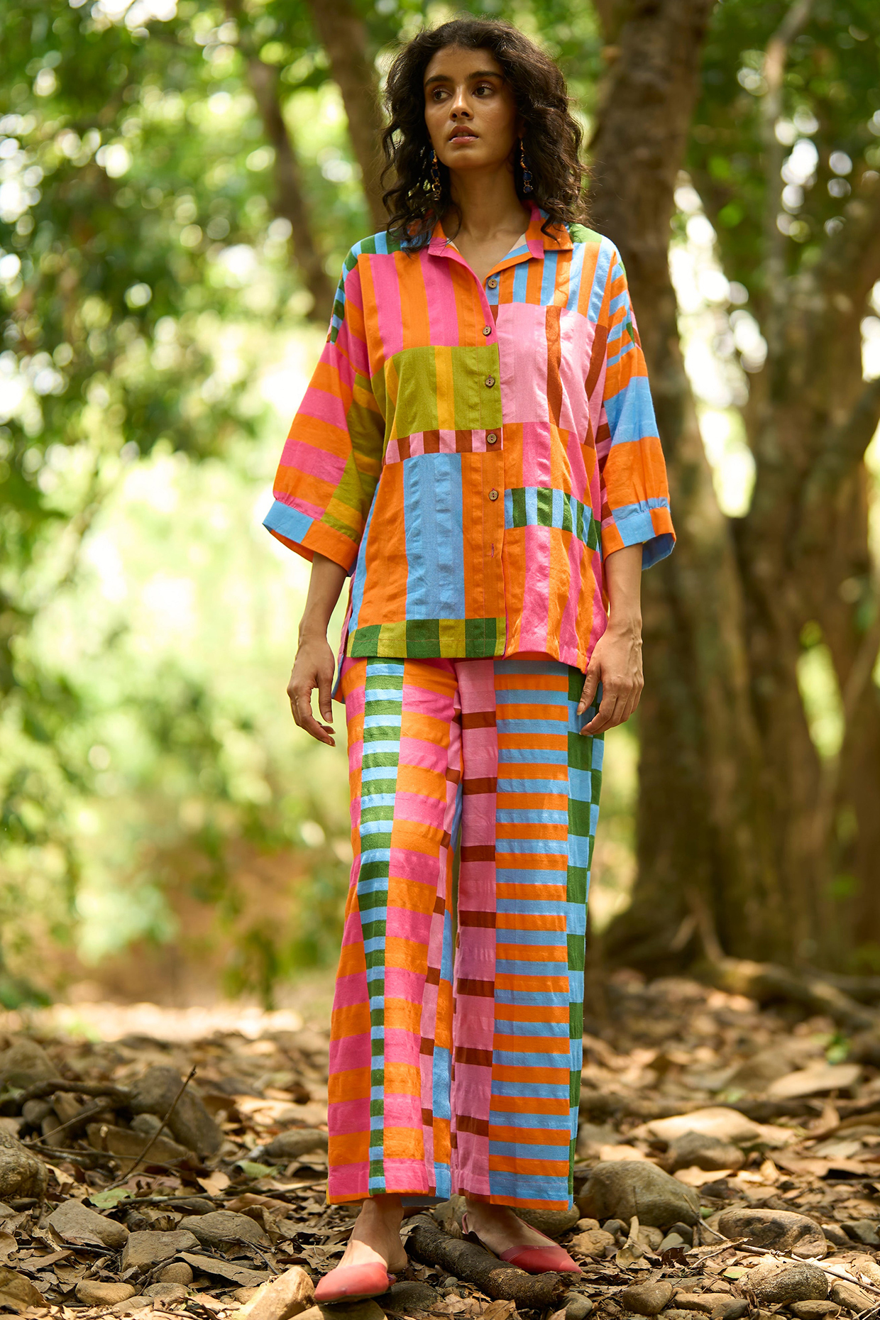Multi-Colored Organic Cotton Striped Printed Pant by Dash and Dot at Pernia's Pop Up Shop