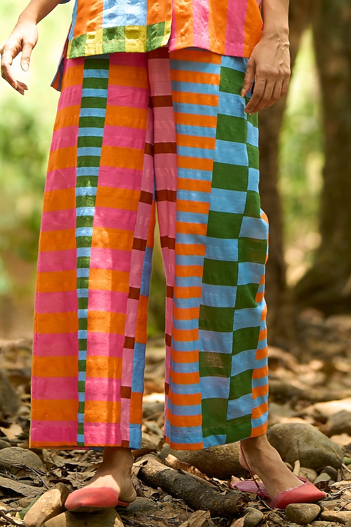 Multi-Colored Organic Cotton Striped Printed Pant by Dash and Dot at Pernia's Pop Up Shop