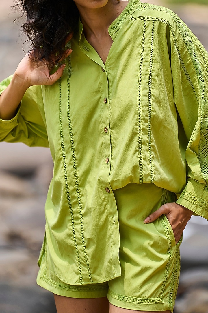 Green Tencel & Nylon Lace Patchwork Co-Ord Set by Dash and Dot at Pernia's Pop Up Shop