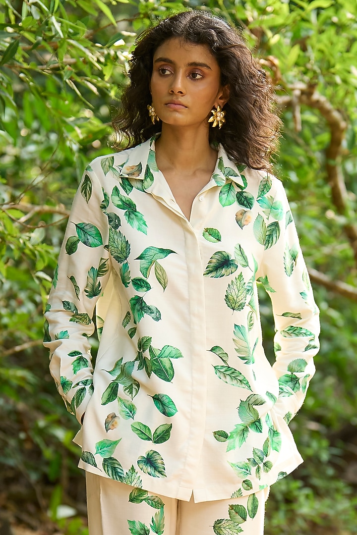 Off-White Organic Viscose Printed Shirt by Dash and Dot at Pernia's Pop Up Shop