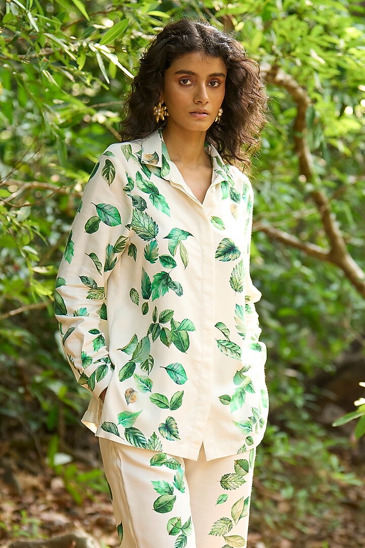 Off-White Organic Viscose Printed Shirt by Dash and Dot at Pernia's Pop Up Shop
