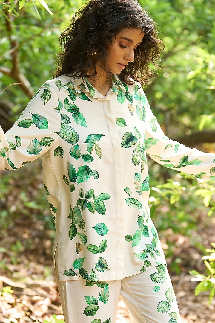 Off-White Organic Viscose Printed Shirt by Dash and Dot at Pernia's Pop Up Shop