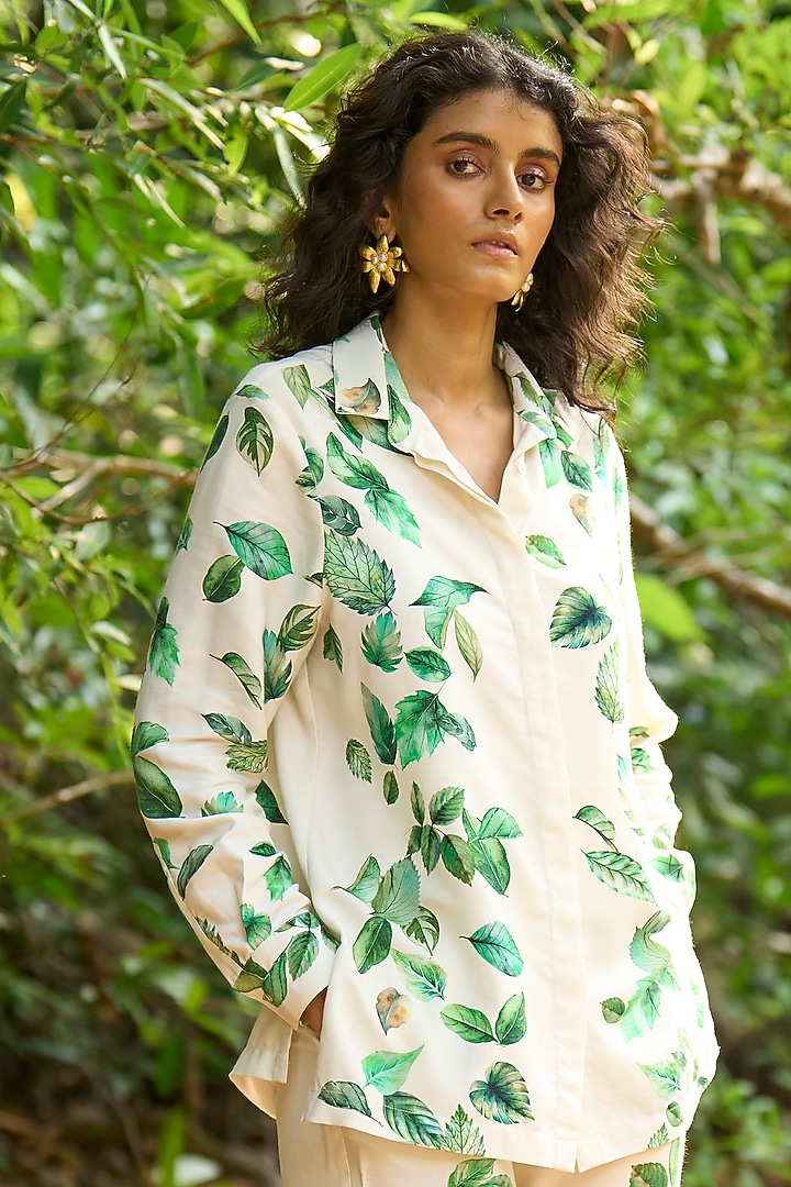 Off-White Organic Viscose Printed Shirt by Dash and Dot at Pernia's Pop Up Shop