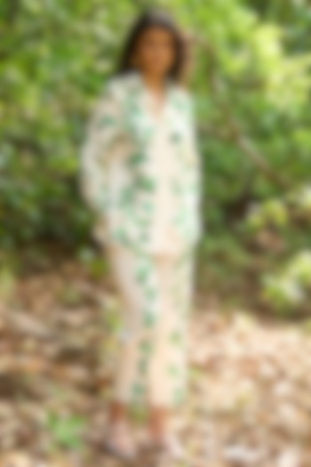 Off-White Organic Viscose Printed Straight-Fit Pant by Dash and Dot at Pernia's Pop Up Shop