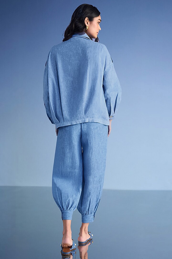 Dusty Blue Organic Cotton & Recycled Polyester Shirt by Dash and Dot at Pernia's Pop Up Shop