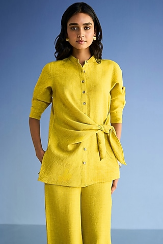 Chartreuse-Colored Organic Cotton & Recycled Polyester Top by Dash and Dot