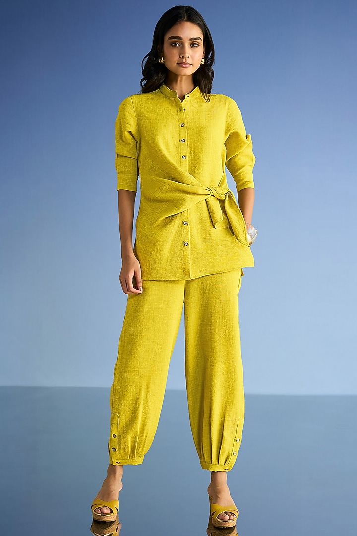 Chartreuse-Colored Organic Cotton & Recycled Polyester Top by Dash and Dot at Pernia's Pop Up Shop