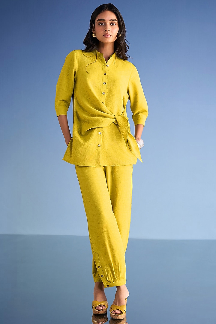 Chartreuse-Colored Organic Cotton & Recycled Polyester Co-Ord Set by Dash and Dot at Pernia's Pop Up Shop