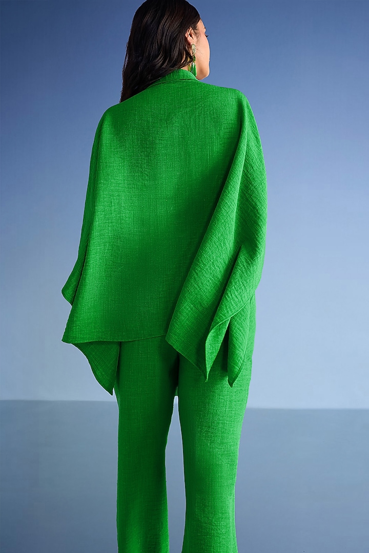 Pear-Colored Organic Cotton & Recycled Polyester Kaftan Shirt by Dash and Dot at Pernia's Pop Up Shop