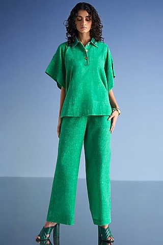 Green Organic Cotton & Recycled Polyester Kaftan Top by Dash and Dot