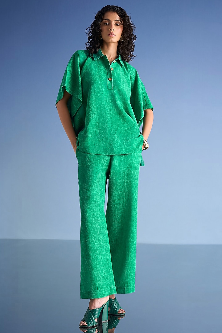 Green Organic Cotton & Recycled Polyester Co-Ord Set by Dash and Dot at Pernia's Pop Up Shop