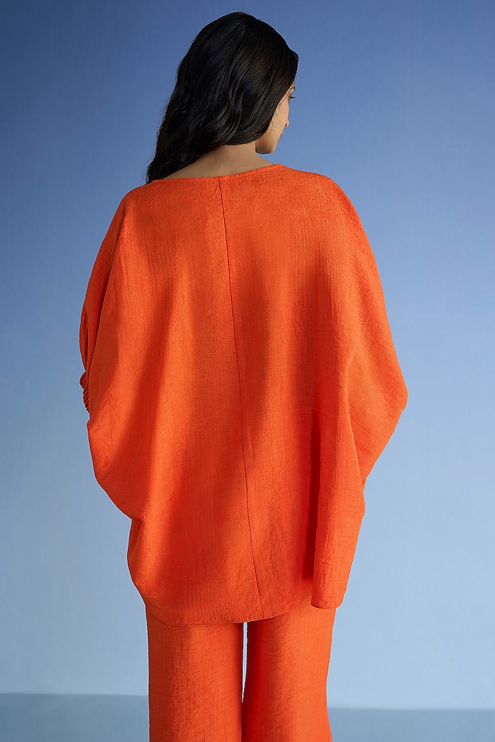 Tangerine Organic Cotton & Recycled Polyester Kaftan Top by Dash and Dot at Pernia's Pop Up Shop