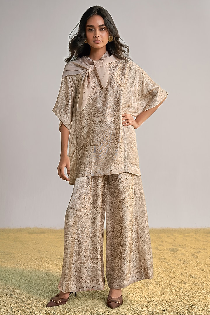 Sand & Ivory Viscose Printed Wide-Legged Pants by Dash and Dot at Pernia's Pop Up Shop