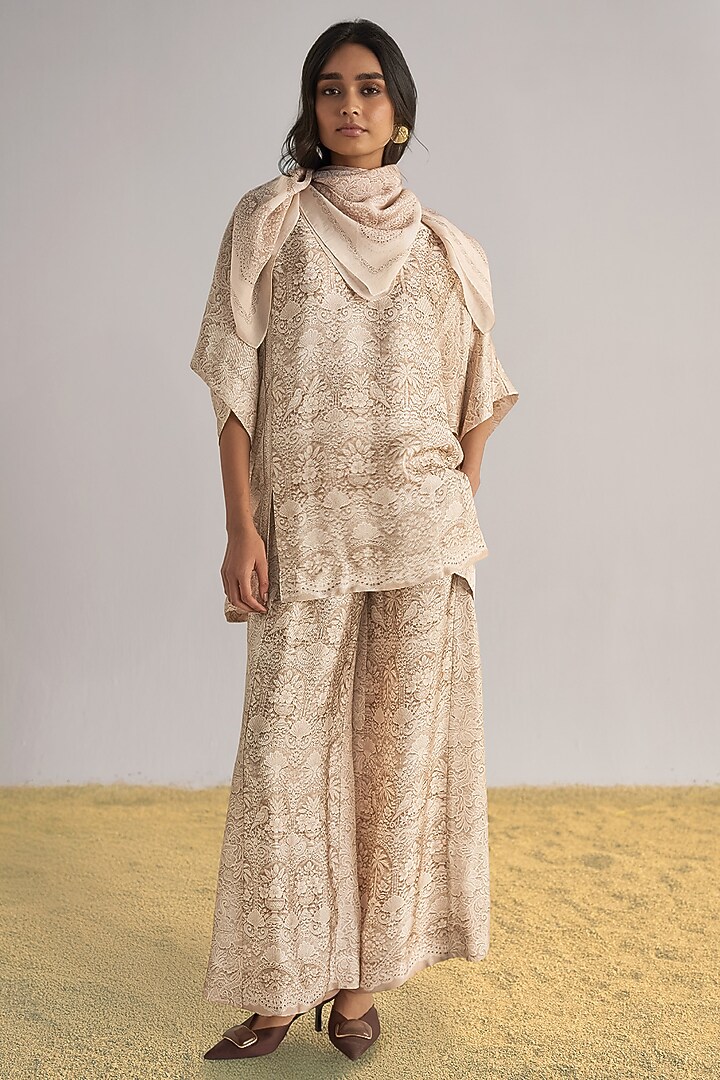 Sand & Ivory Viscose Printed Co-Ord Set by Dash and Dot at Pernia's Pop Up Shop