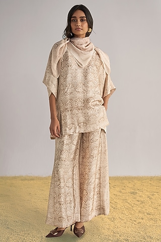 Sand & Ivory Viscose Printed Co-Ord Set by Dash and Dot