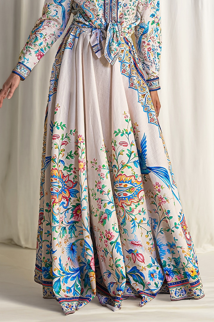 Multi-Colored Linen Botanical Printed Skirt Set by Dash and Dot at Pernia's Pop Up Shop