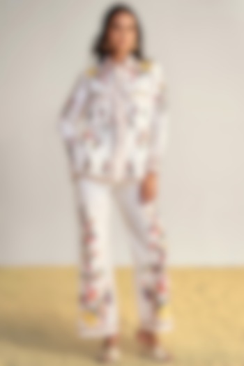 Multi-Colored Organic Poplin Thread Embroidered Co-Ord Set by Dash and Dot at Pernia's Pop Up Shop