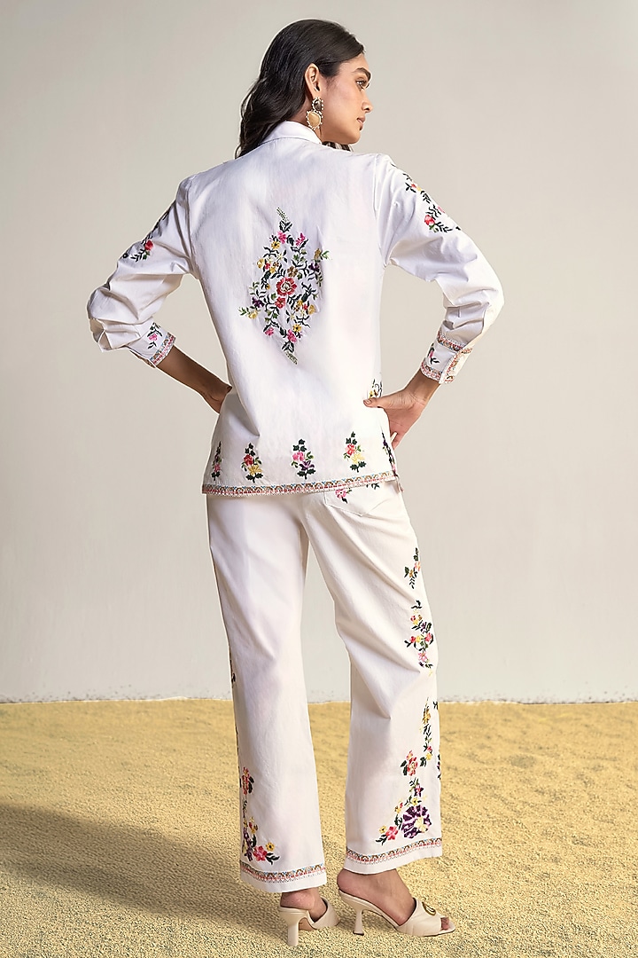 Multi-Colored Organic Poplin Thread Embroidered Co-Ord Set by Dash and Dot at Pernia's Pop Up Shop