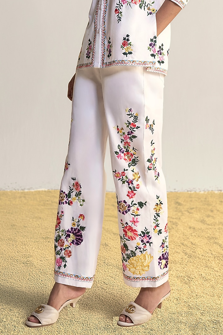 Multi-Colored Organic Poplin Thread Embroidered Co-Ord Set by Dash and Dot at Pernia's Pop Up Shop
